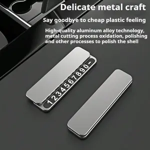 1PC Temporary Parking Number Plate, Hidden Moving Plate, Car-mounted Number -  Made of Durable Aluminum Alloy, Suitable for Vehicle Dashboard Decoration