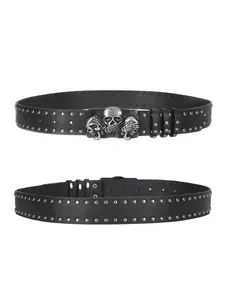 Women's Fashion Skull Punk Metal Rivet Studded Belt, Unisex Durable Rock Daily Accessory, Perfect for Casual Style, One Pack