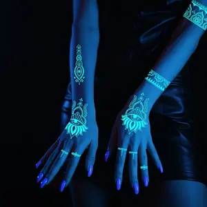 Lace Glow Henna Body Art Stickers, Multi-Use Nightclub Tattoos, Long-Lasting Face, Arm, and Body Stickers, Durable Design