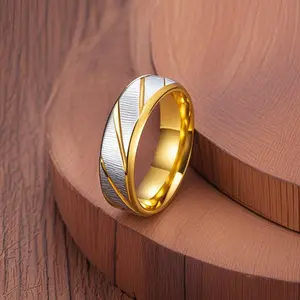 Fashionable Front Guard Style Frosted Twill Stainless Steel Men's Ring with Creative Elegance for Daily Casual Wear, Vacation, and Concert Jewelry Gold Color Rings Titanium Ring