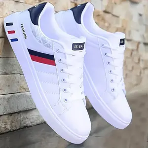 Spring 2026 Men's White Skateboarding Sneakers Leather Outdoor Sports & Leisure Shoes Fashionable Versatile Running Training Closed Athletic Casual Footwear