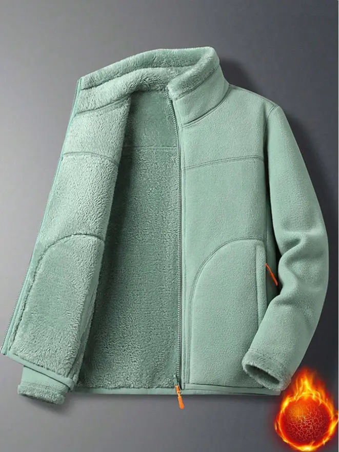 Women'S Two-Way Sherpa Fleece Jacket, Outdoor Fuzzy Coat,Winter,Skiing Sports