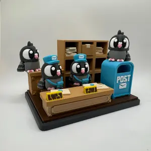 Carrier Pigeon Post Office Set | 3D Printed Mail Station | Cute Bird Figurines | Desk Decor | Unique Gift Idea
