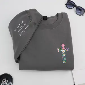 Created With A Purpose Embroidered Sweatshirt, Christian Cross Sweatshirt, Faith Based Crewneck, Inspirational Bible Verse Sweatshirt, Religious Gift Apparel