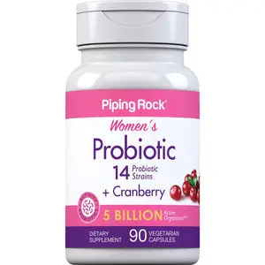 Piping Rock Probiotic with Cranberry for Women | 90 Capsules | 14 Probiotic Strains | Vegetarian, Non-GMO, Gluten Free Supplement