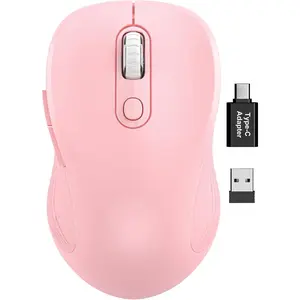 Trueque Wireless Mouse for Laptop, 2.4Ghz Ergonomic Computer Mouse with Back & Forward Buttons, 3 Adjustable DPI Levels, 6 Buttons, Optical USB Cordless Mice for Windows Macbook PC (Baby Pink)