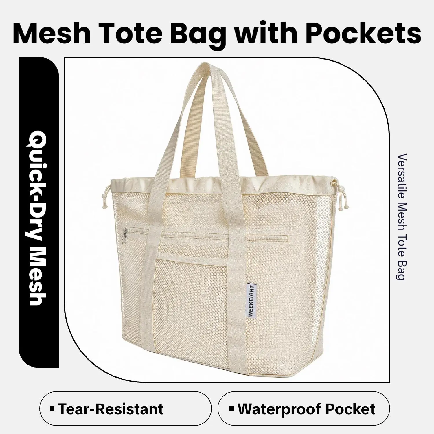 Aibesser Mesh Beach Tote Bag with Inner Waterproof Pocket Large Capacity Quick-Dry Sandproof Easy to Clean Perfect for Beach Pool Gym and Travel outdoorfun,back to school,back to school haul