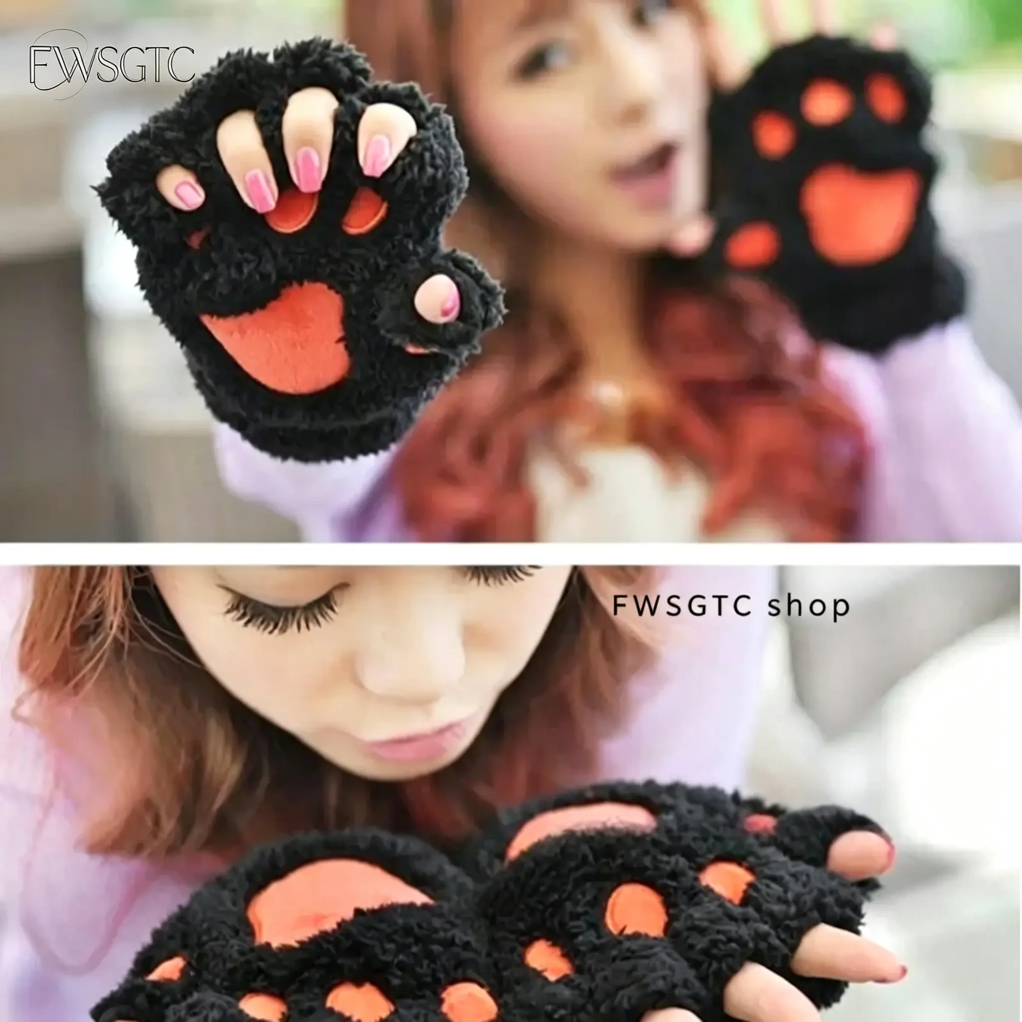 Adorable Cat Bear Paw Half Finger Plush Mittens for Ladies, Thick Windproof Warm Fluffy Hand Covers, Sensitive Touch Screen Friendly Gloves Convenient for Writing & Scrolling, Sweet Stylish Winter Accessory for Daily Indoor and Light Outdoor Use