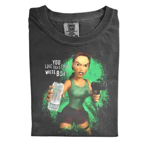 The Lara Croft Gamer Girl Comfort Color T-Shirt, Tomb Raider Inspired Vintage Graphic Tee, Y2K Gaming Aesthetic Shirt, Retro Action Game Vintage Game Shirt, Gift for Women, Crew Neck T-shirt, Trending T-shirt