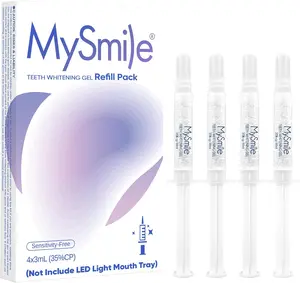 MySmile Teeth Whitening Gel Refill Pack - 4Pcs Non-Sensitive 35% Carbamide Peroxide for White Teeth - Mint Flavor (Not Include LED Mouth Light) - Oral