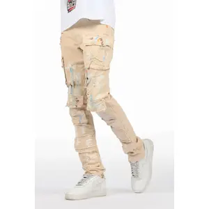Orien Beige Painter Skinny Fit Jean