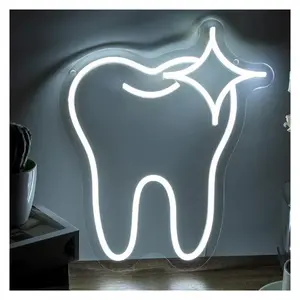 Sign Illuminated Tooth Neon Sign USB Powered Dimmable Used For Dental Office Wall Art Decor Dentist Light Signs 32cmx37cm