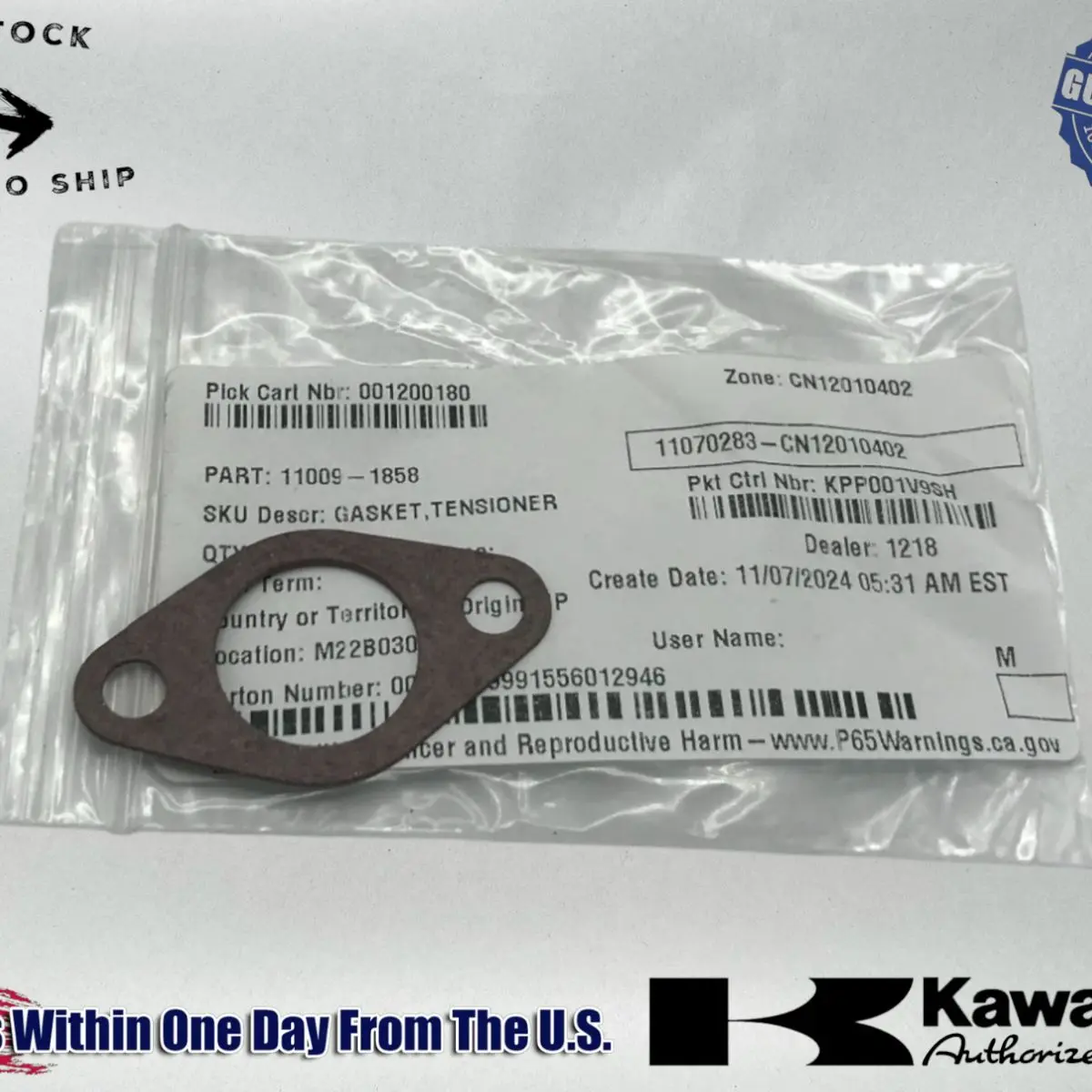 Kawasaki OEM 87-12 I CAMSHAFT CHAIN TENSIONER CHAIN ADJUSTER 11009-1858 1