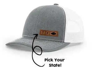 Custom State Crappie Leather Patch Hat | Trucker Hats | Dad Gift | Crappie Fishing Hat | Richardson 112 | Laser Engraved