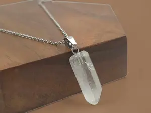 Elegant Irregular Clear Quartz Necklace - 18 Inches, Silver Tone Clear Quartz Jewelry | Crystal necklace