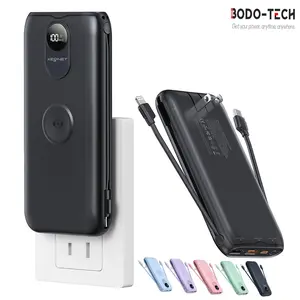 Bodo-Tech 10000mAh Power Bank with Built-in USB-C & Lightning Cables, AC Wall Plug, 22.5W Fast Charging Portable Charger with Wireless Charger for iWatch, Travel Battery Pack for iPhone & Android Deals For You Days