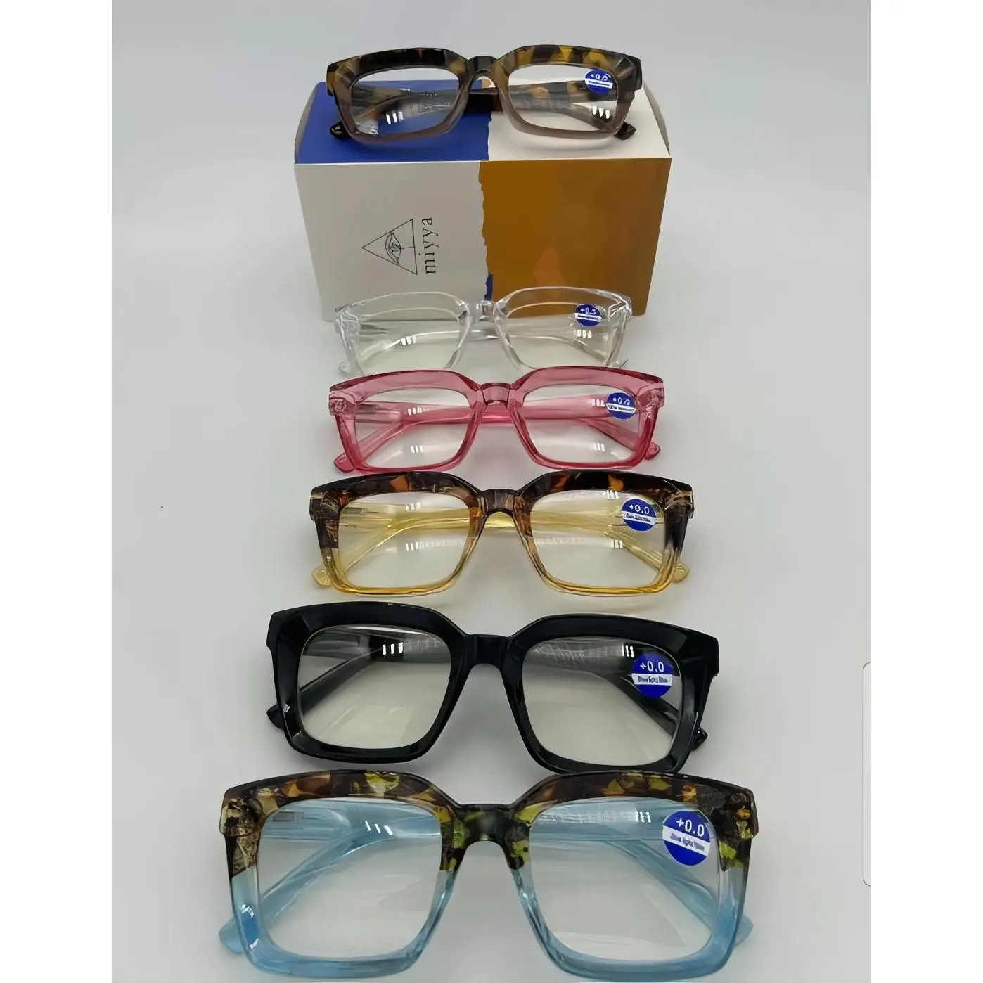 MIYYA 6-Pack Blue Light Blocking Glasses Oversized Fashion Eyeglasses for Women - Ideal for Daily Use