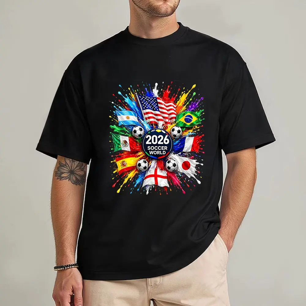 2026 Soccer Ball All Flags Football Fan Shirt, Unisex Gildan Cotton Shirt, World Sports Lover Tee for Men Women Kids, International Flag Soccer Gift, Game Day Outfit, Futbol Fan Apparel