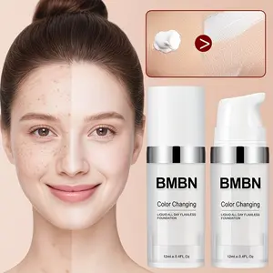 Temperature-changing liquid foundation, long-lasting makeup, Glow, can brighten skin tone and cover imperfections, creating a perfect complexion, creamy texture, suitable for all light beige tones, color-changing BB cream foundation - high-coverage conce