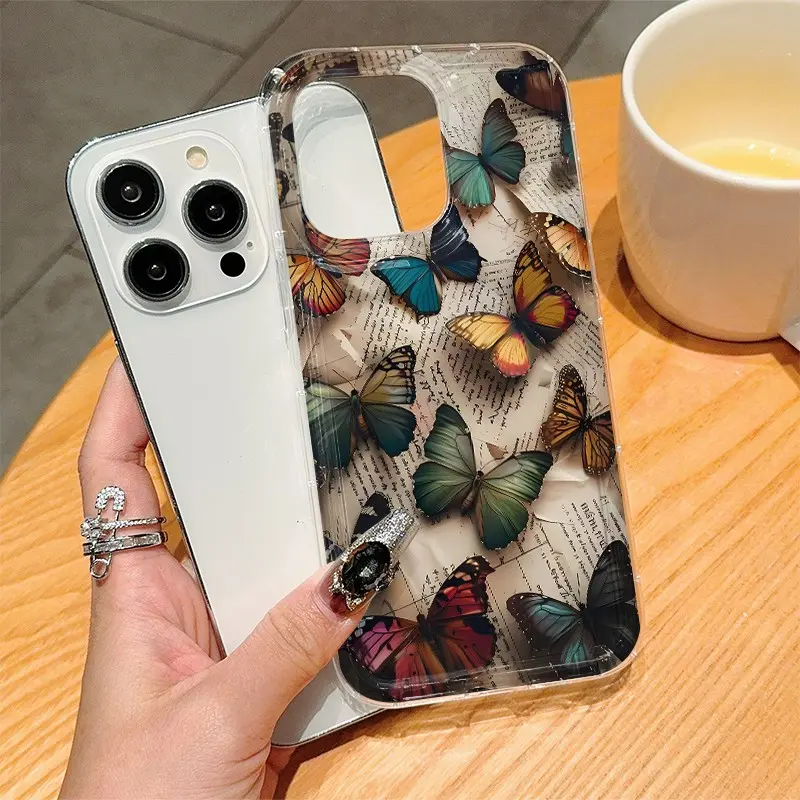 Transparent Butterfly Tpu Phone Case for iPhone 6/7/8/x/XS/XR/XS Max, Anti-Drop Shockproof Full Coverage, Perfect Gift for Women and Girls