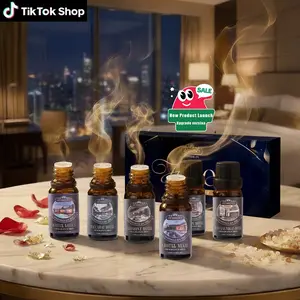 Premium Hotel Fragrance Oil Collection 6x10ml Essential Oils for Diffusers Home Spa Candle Making White Tea Ocean Breeze Hotel Linen Citrus Amber Garden Breeze Oud Sandalwood