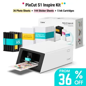 Liene PixCut S1 Inspire Kit - All-in-One Color Sticker Printer & Cutting Machine, Thermal Dye-Sublimation Photo Printer, 300 DPI, Color Label Maker with 180 Sheets (36 Photo + 144 Sticker Paper), outdoor fun, SummerVibes, pet lovers, Mother's Day