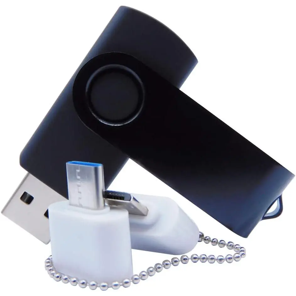 4GB USB Flash Drives Memory Sticks Thumb Drive with OTG & USB C/Type C Adaptors (Black)