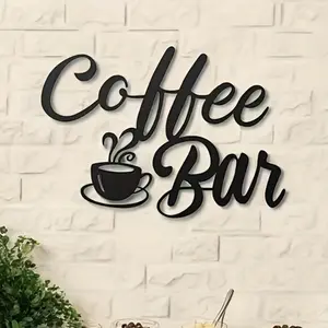 Vintage Metal Coffee Bar Wall Decor, Handwritten Letter Design, Farmhouse Kitchen Office Cafe Garden Decoration, Durable Indoor Outdoor Art, Home Decor Products
