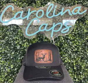 Buck in the Woods Leather Patch Hat - Custom Made Patch for Richardson 112 Baseball Cap