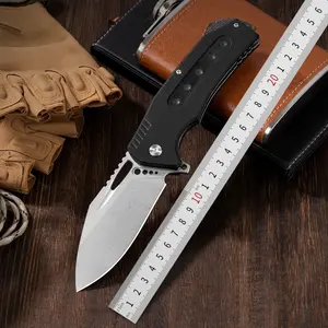 Pocket folding knife with a D2 steel blade and G10 handle; an EDC knife suitable for camping, fishing, hiking, and outdoor activities—great as a gift.