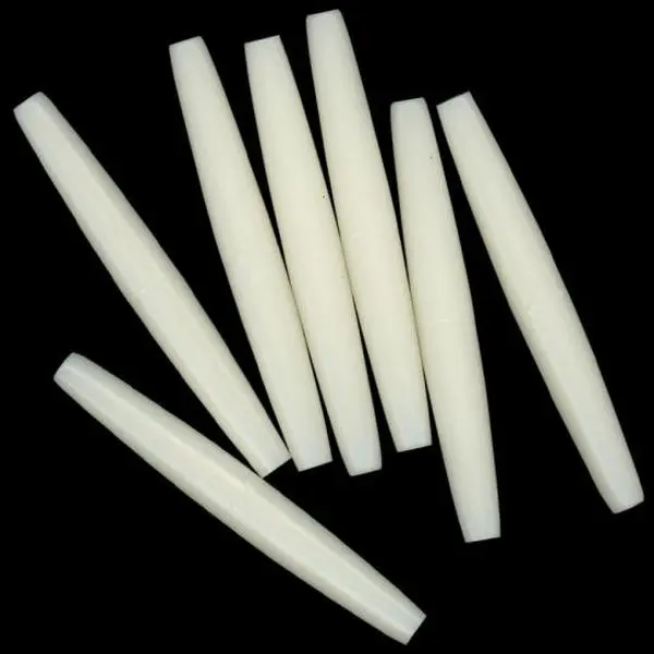 Ivory Imitation Cylindrical Acrylic Hairpipe Bead Hair Pins - 3" Larger Hole Lightweight Tapered Tubes, 50 Ct, Durable, Affordable, Traditional Craft Project Supply, Compatible with Breastplates