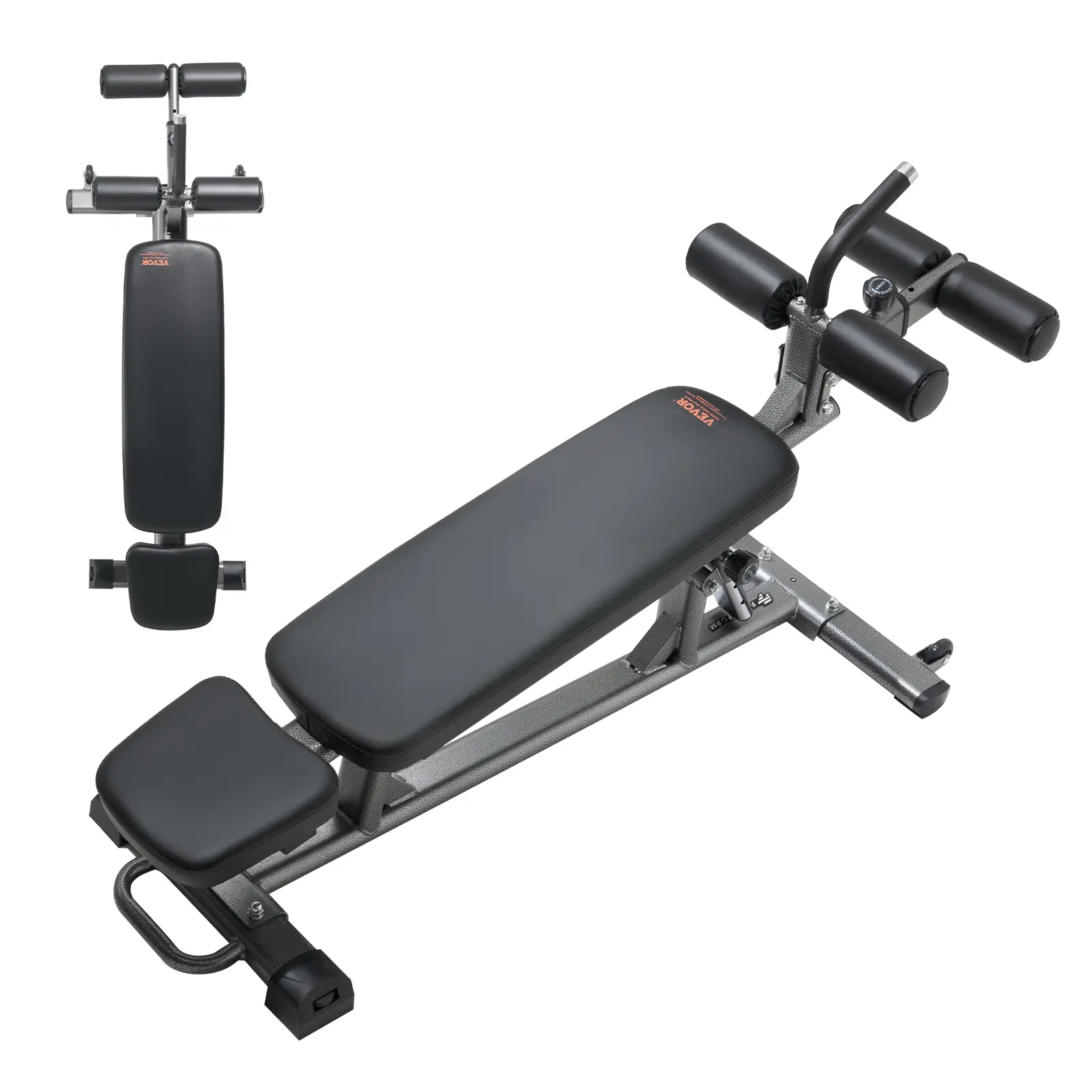 VEVOR Sit Up Bench, Decline Ab Bench with Reverse Crunch Handle, with 4 Adjustable Height Settings, Heavy Duty Steel, 1000 Lbs Capacity, for Home Gym Workouts, Strength Training, Full Body Muscles,sohochic