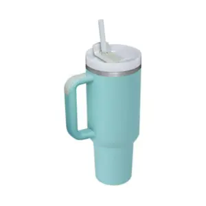 40oz Reusable Insulated Stainless Steel Mug - Leak-Free Vacuum-Sealed Bottle, Travel-Ready, Portable, Handle, Straw, Spill-Proof Lid, 24hr Cold Temperature Control, Temperature-Control Vacuum Flasks