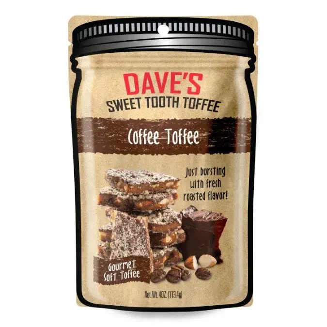 Hot 2026 !!! Take your sweet cravings to the next level with Dave's Sweet Tooth Coffee Toffee. Rich buttery toffee meets bold roasted coffee for an unforgettable gourmet experience that keeps you coming back for more.