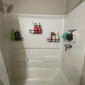 Rustproof Black Shower Caddy Set bathroom towel Stainless Self-Adhesive Steel