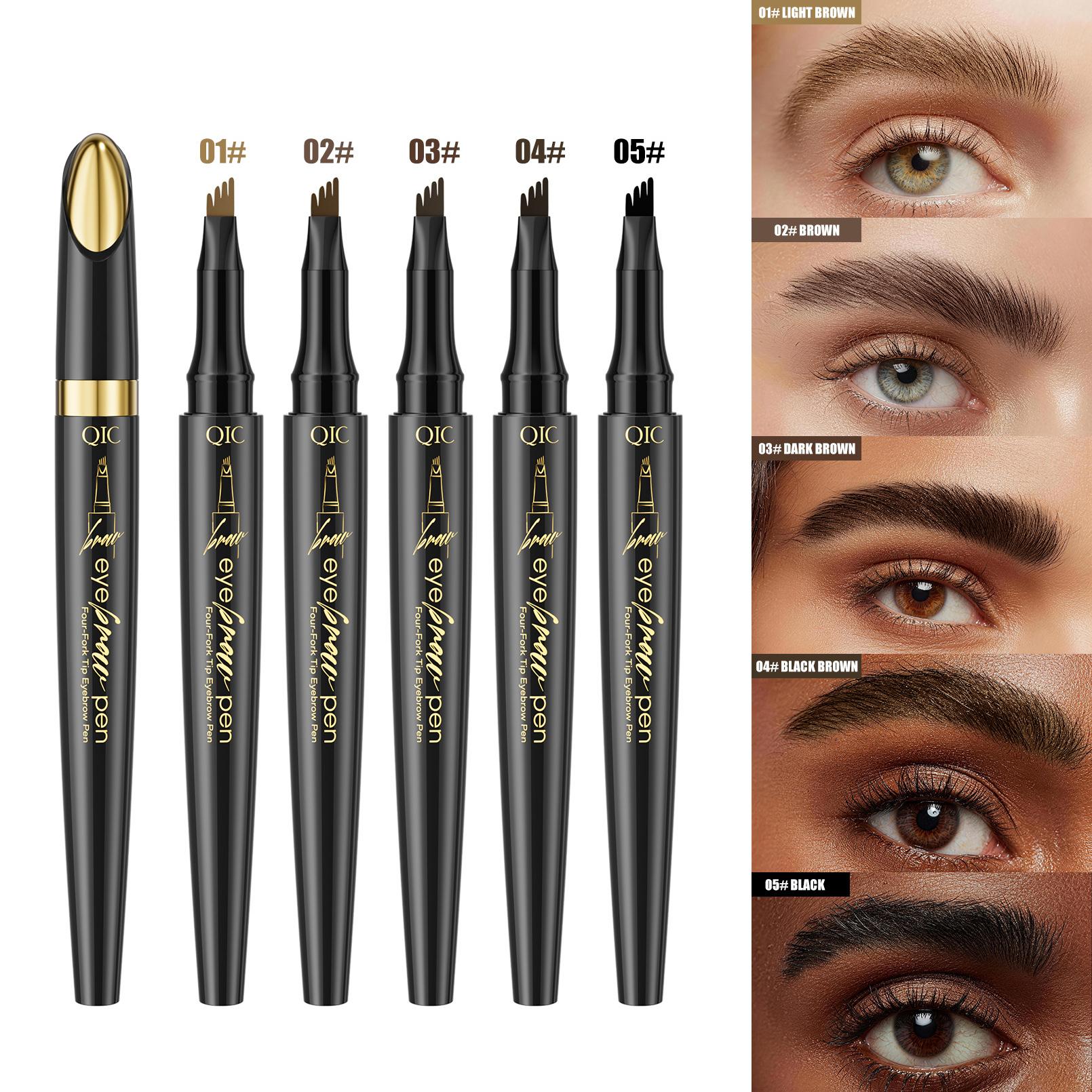 4-Tip Microblading Eyebrow Pen, Waterproof Brow Marker for Natural Hair-Like Strokes, Quick-Dry Smudge-Resistant，Easy to Use Microblade Eyebrow Pencil Eyebrow Brush