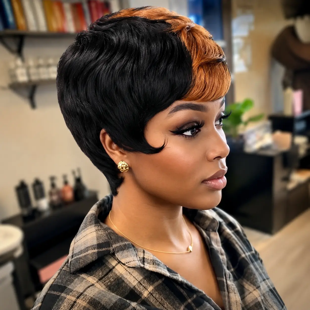 089 Wholesale P1B/30# Brazilian Remy Human Hair Machine Made Wig Short Curly Pixie Cut Wigs for Black Women Natural Black Human Hair Wig