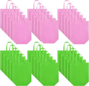 30 count Large  Non Woven  Bag Bulk with Handles Party 14.5 x 14'' Halloween  Party Favors Bags( Green)