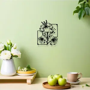 Elegant Lily Iron Wall Art, Abstract Outline Metal Decor, Multifunctional Indoor Outdoor Hanging, Modern Home Decor, Perfect for Garden Lovers, Office, Living Room, Decoration