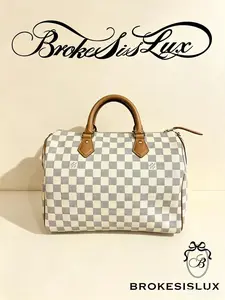 Pre-owned Louis Vuitton Damier Azur Speedy 30 (Vachetta Leather Trim, Gold Hardware)