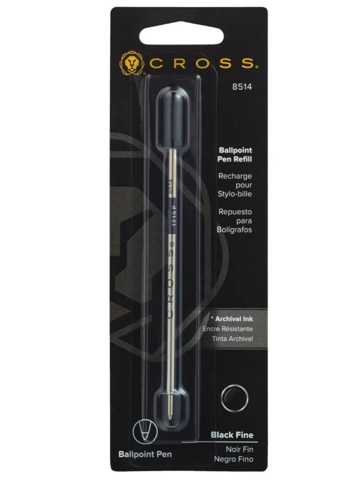Ballpoint Pen Refill - Black Ink, Fine Point - Single Pack for Ball Tip Pens & Refills
