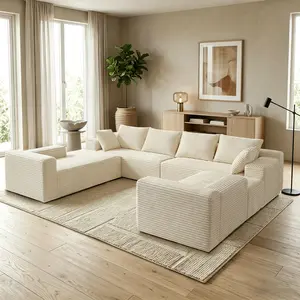 136" Oversized U-Shaped 8-Seater Boneless Cloud Sofa - Boneless Couch with Chaise Lounges, 4-in-1 Flexible Combination, Ultra Deep Seat, No Assembly Needed, Ideal for Large Living Rooms