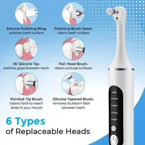 Electric toothbrush, dental calculus remover, plaque remover, rechargeable toothbrush, wireless teeth cleaner, 5-speed adjustable, 6 replacement brush heads, LED light, multi-functional oral care tool, teeth cleaning machine