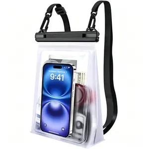 Large IPX8 Floating Waterproof Phone Pouch with Sealing Strip, Universal Dry Bag for Beach, Cruise and Kayak Outdoor Use