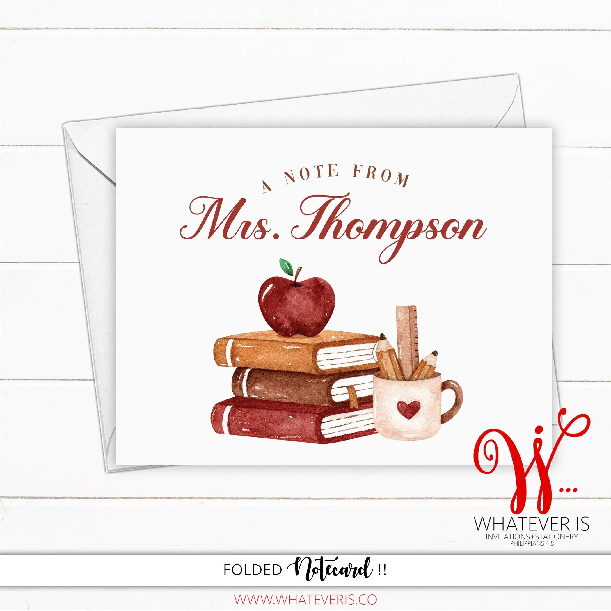 Personalized A Note from Teacher Notecards