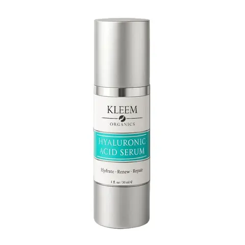 Hyaluronic Acid Serum for Face - Deep Hydration & Plumping for Dry, Dehydrated Skin - Fine Lines, Wrinkles & Skin Barrier Support | Vitamin C, E, Aloe & Green Tea | Lightweight, Fast-Absorbing | All Skin Types | by KLEEM ORGANICS | Single Item - 1 fl oz