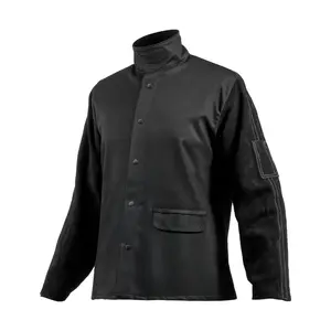 VEVOR Flame Resistant Welding Jacket, Heavy Duty Split Cowhide Leather Sleeves+ 9 oz. FR Pure Cotton Body, Heat-Resistant Welding Safety Jacket for Welder Fitters - XL Size