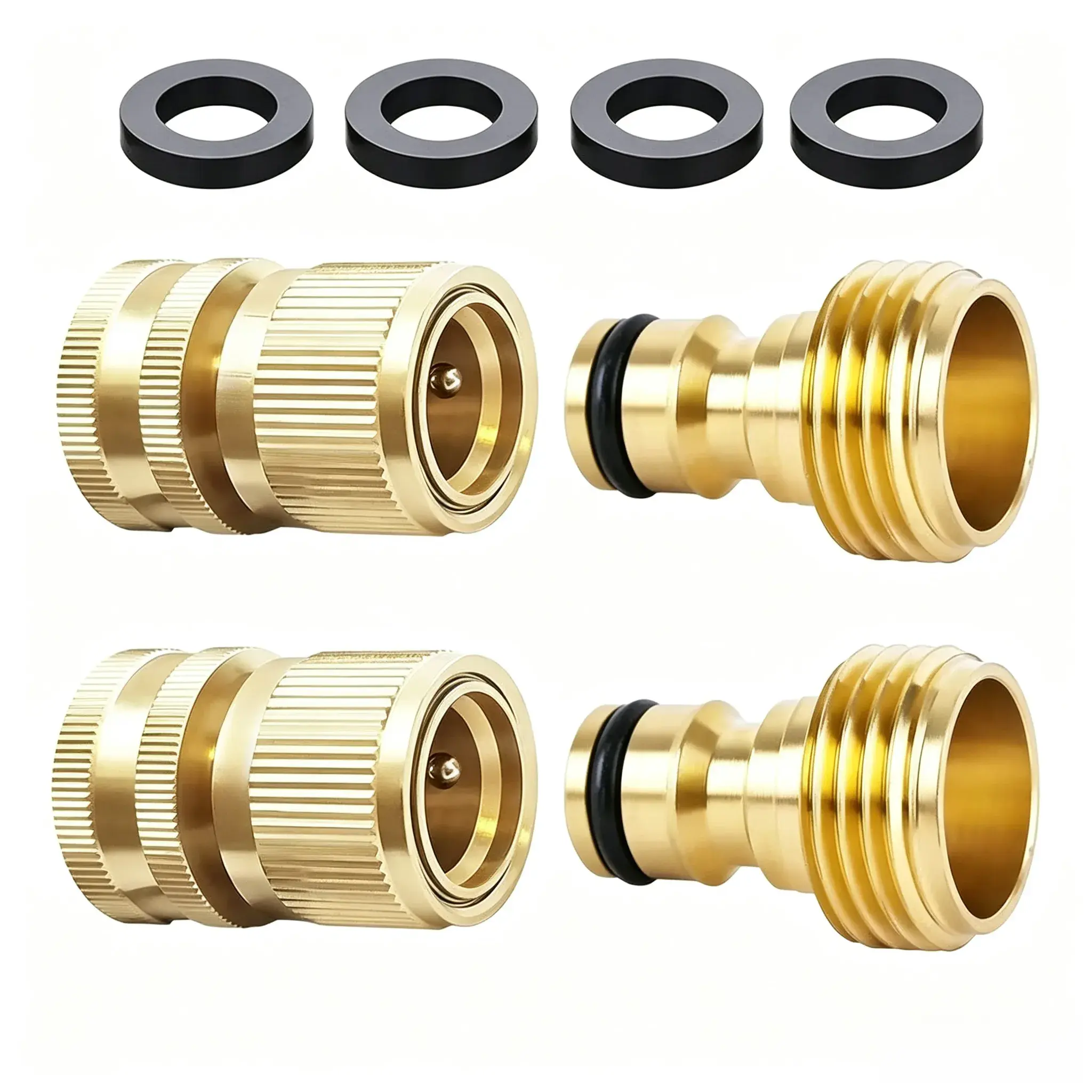 Brass Garden Water Hose Quick Connect Set, Garden Hose Connector Adapter, Garden Hose Connector Adapter for Outdoor Lawn and Gardening Use-YY1