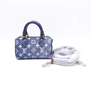 Pre-owned Louis Vuitton Denim Shoulder Bags Speedy Nano Blue Handbag T10378777