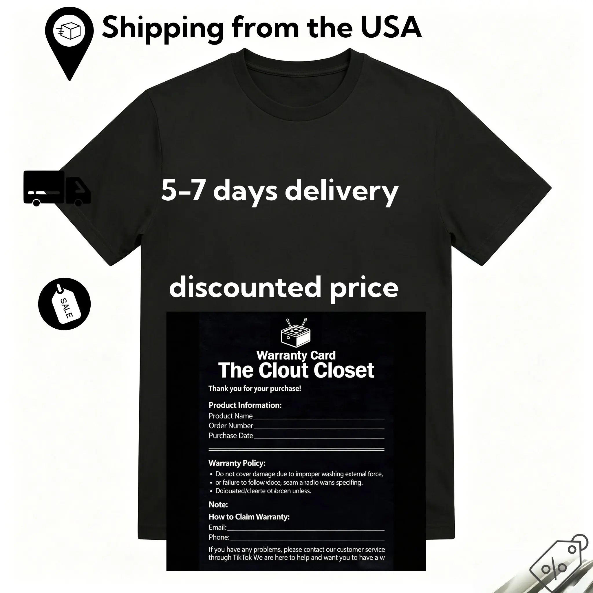 The Clout Closet Trendy T-Shirt After-Sale Warranty Certificate  Top